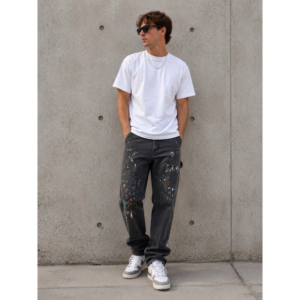No Boundaries Jeans Mens 30x30 Paint‎ Splatter Double Knee Carpenter Streetwear